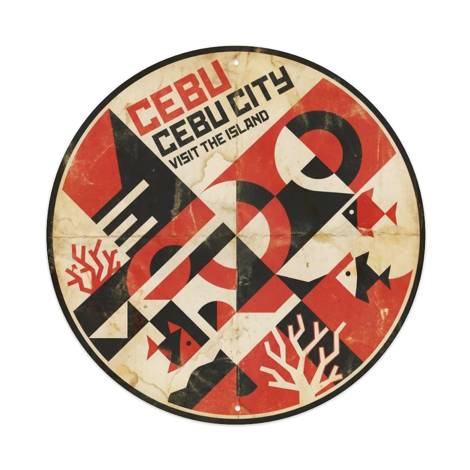 Cebu City Lagoon Travel Geometric Destination Metal Tin Sign
