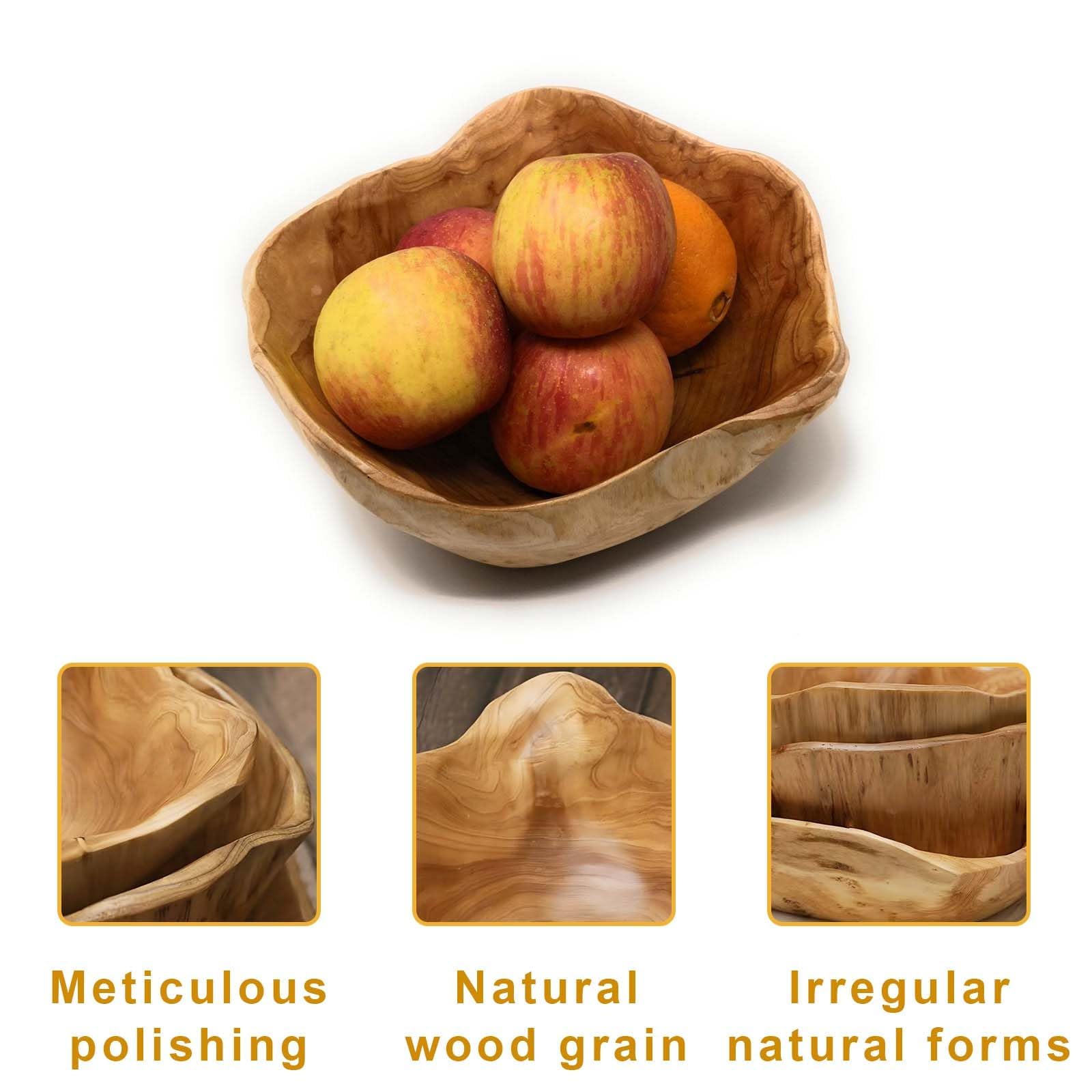 Ciotola in legno, per frutta, in legno, per insalata, per frutta (25-29 cm)