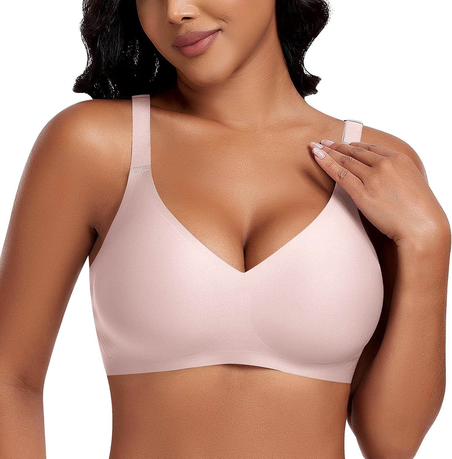 Bras for Women Wireless V Neck Push Up Seamless No Underwire Comfortable Plus Size Everyday Bra Bralettes with Extender