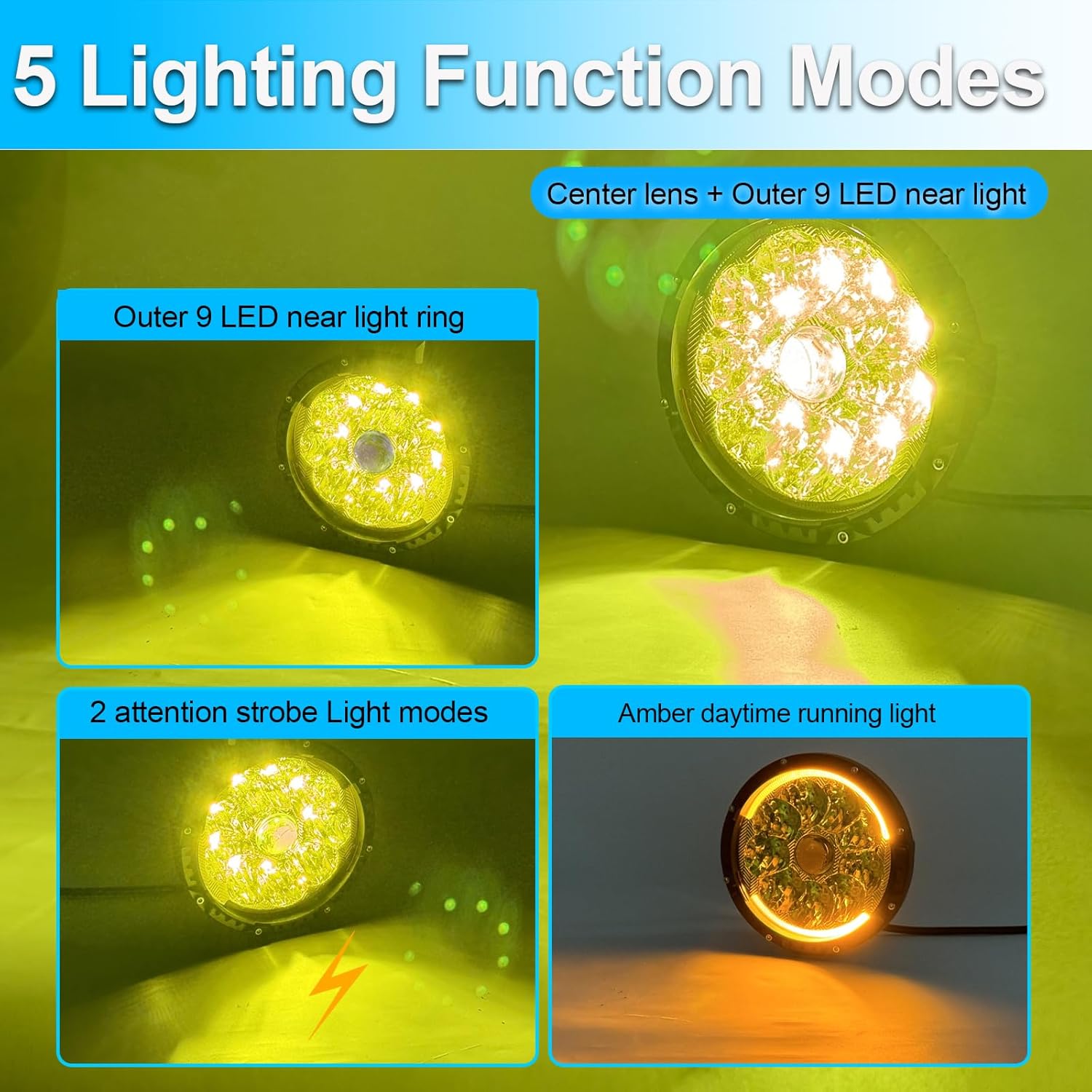 LIGBT 2PCS 5 Inch 55W Amber Round LED Offroad Lights with Amber DRL Super Bright 5 Modes Driving light Fog Spotlights Waterproof 5’’ LED Pod Lights for Truck Pickup ATV UTV SUV
