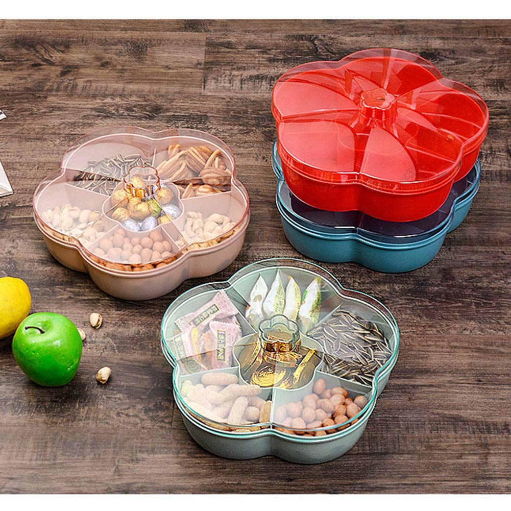 Contenitore Per Snack A Forma Di Fiore Dovhmoh, Rosa, Con Coperchio E 6 Scomparti