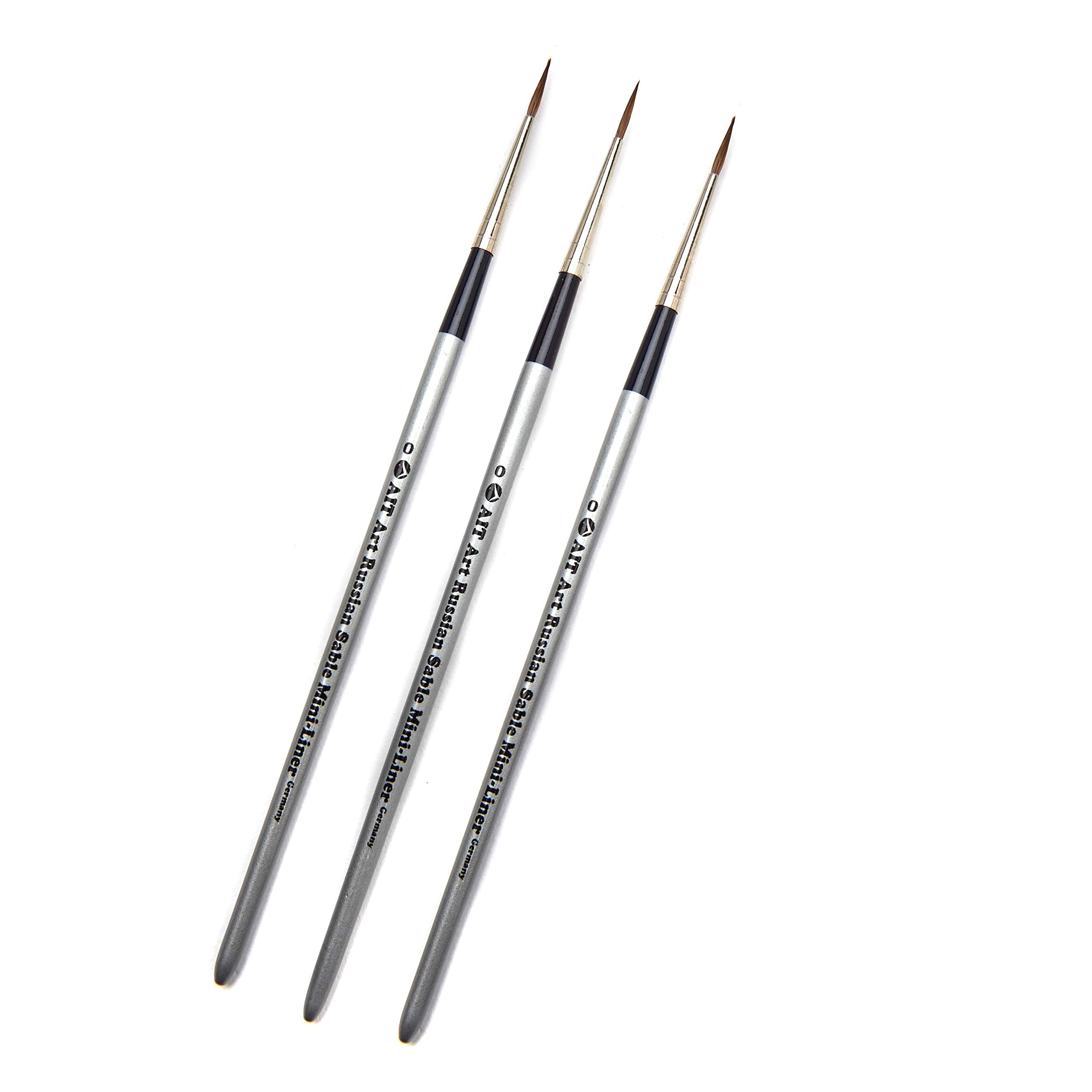 Wählen Sie Mini-Liner Detail-Pinsel, 3er-Pack, reines Russisches Rotmarderöl, um Exquisite Details mit Öl, Acryl oder Wasserfarben herzustellen (Größe: 0).