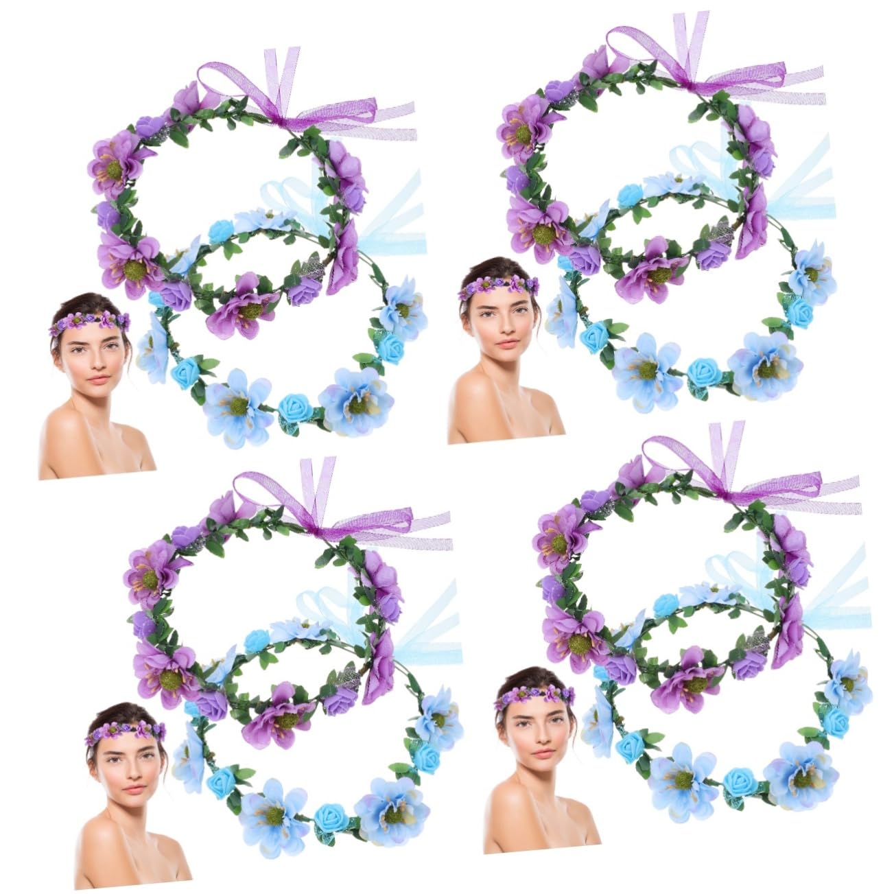 FRCOLOR 8 Pz Fascia Fiore Fascia Di Fiori Con Nastro Fasce a Nastro Corone Di Fiori Artificiali Per Ragazze Floreale Di Per Le Donne Da Sposa Tessuto