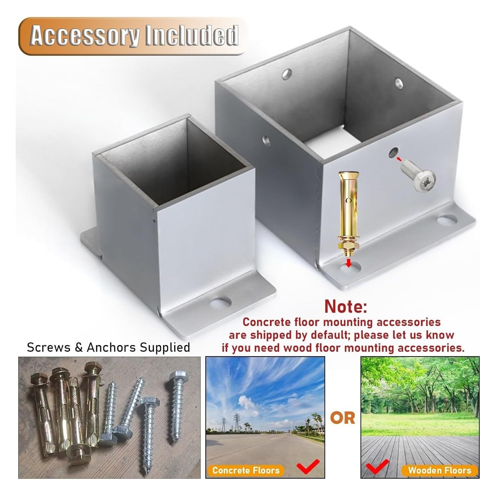 Base de Soporte para Poste de Valla/pérgola, Anclaje para Base de Poste, Soporte de Poste atornillable, Anclaje para Poste de Puerta/Valla, Soportes de Acero Inoxidable para terraza/pérgola