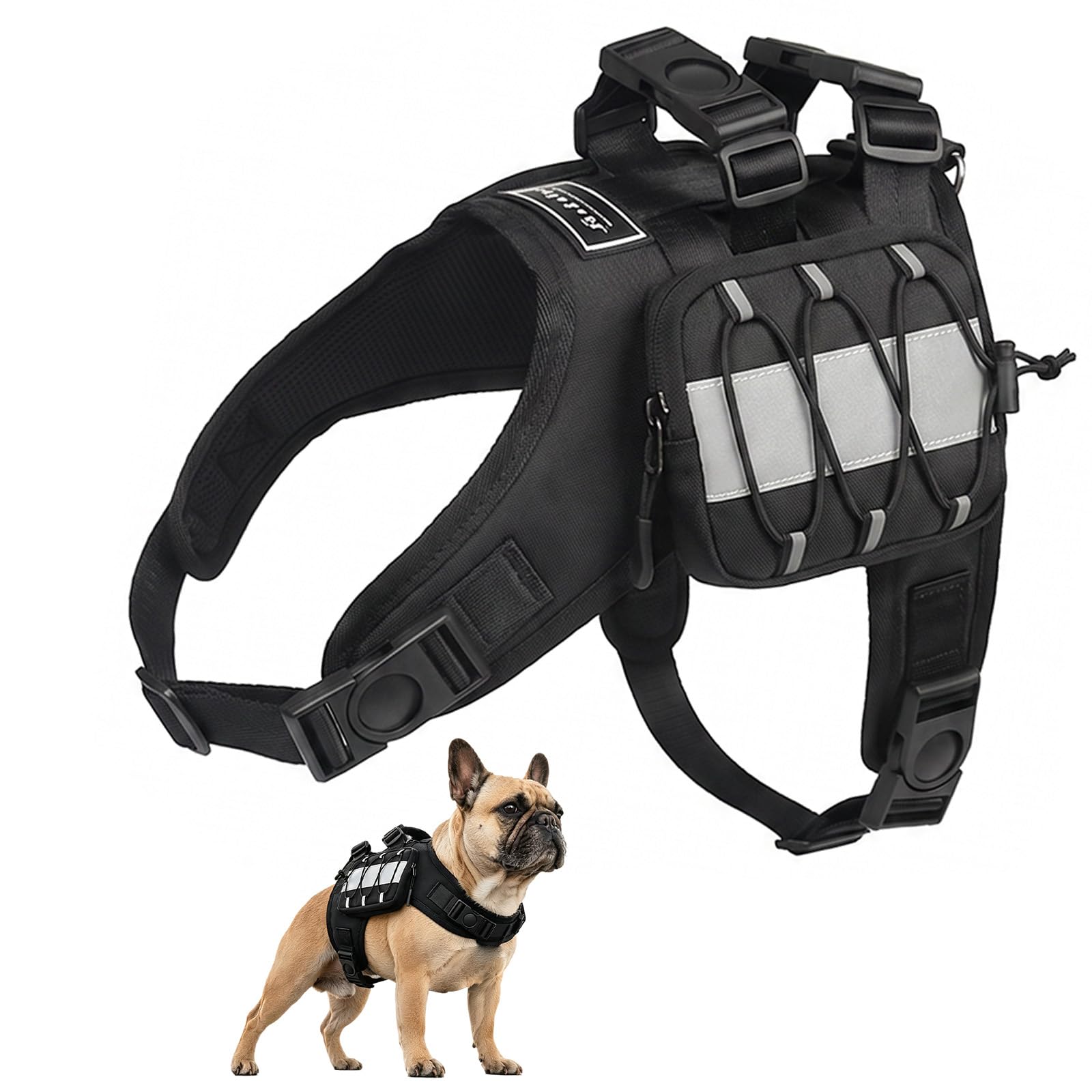 Pet Reflective Saddle Bag Backpack with 2 Bags For Middle/Small Dog Black