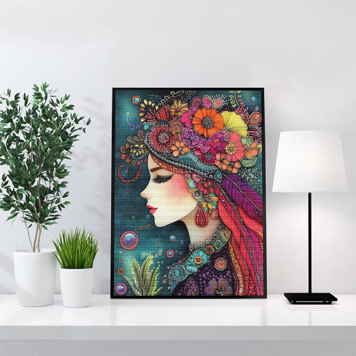 Diamond Painting Kit Completo, Diamond Painting Astratto, 5D Quadrato Pittura Diamante Kit Manualidades Adultos DIY Diamantini Crystal Art Disegni Ricamo Punto Croce Artigianale, 60x90cm Donna j0-966