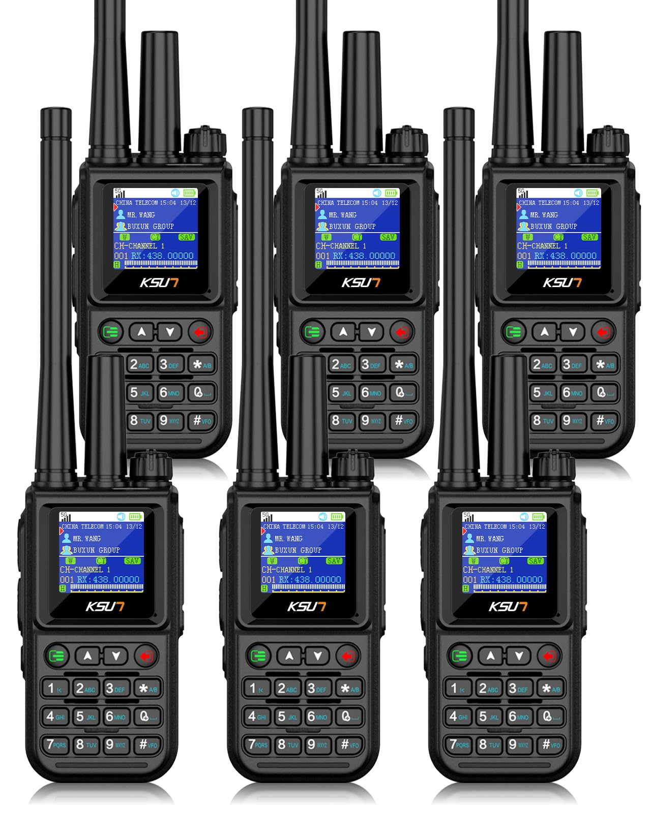 KSUN POC Radio with SIM Cards, Global Walkie Talkies UHF Handheld Two-Way Radios, Unlimited Range Cellular Network Rechargeable Push to Talk Over for Adults Hiking, 6 Pack CT80
