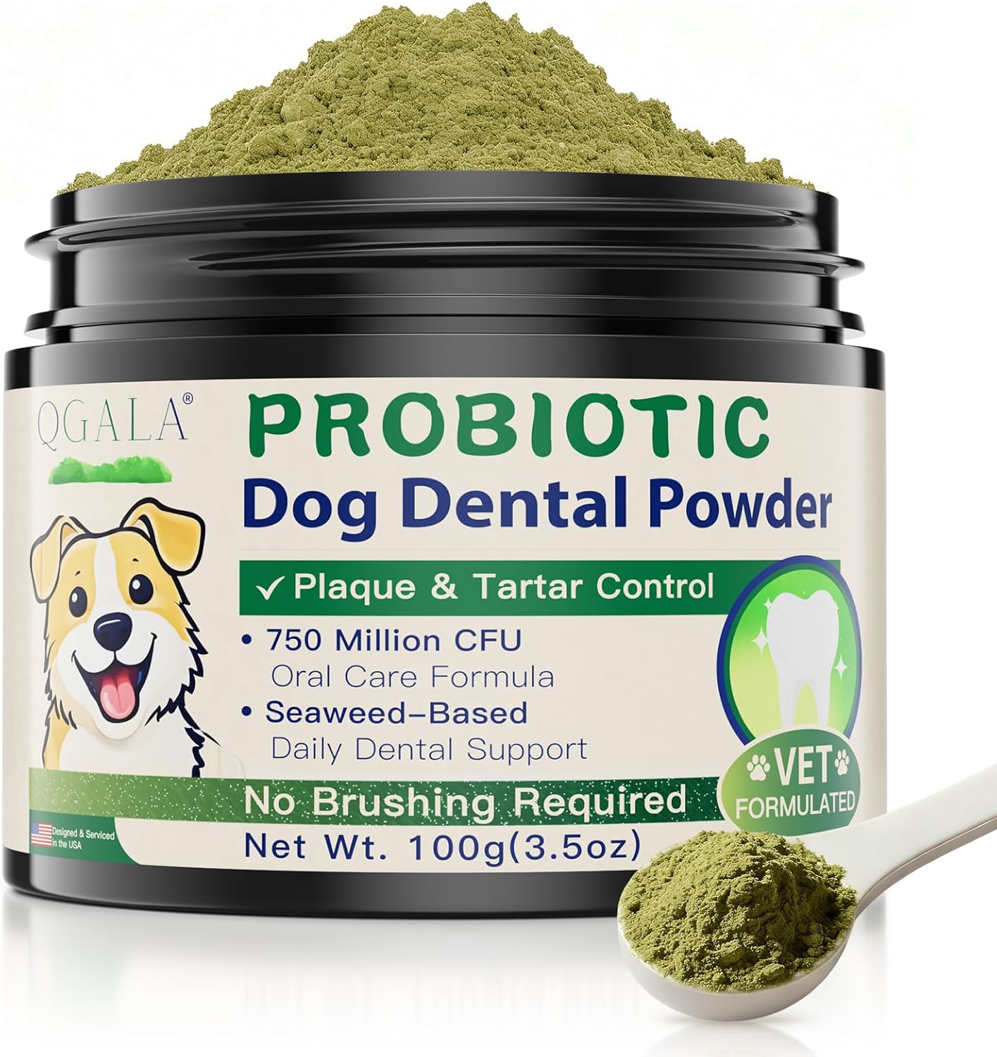 Dog Dental Powder with 750,000,000 CFU Probiotics, Advanced Dog Teeth Cleaning Powder to Reduce Plaque & Tartar, Dental Care for Dogs, Breath Freshener & Teeth Cleaning Made Easy for All Dogs