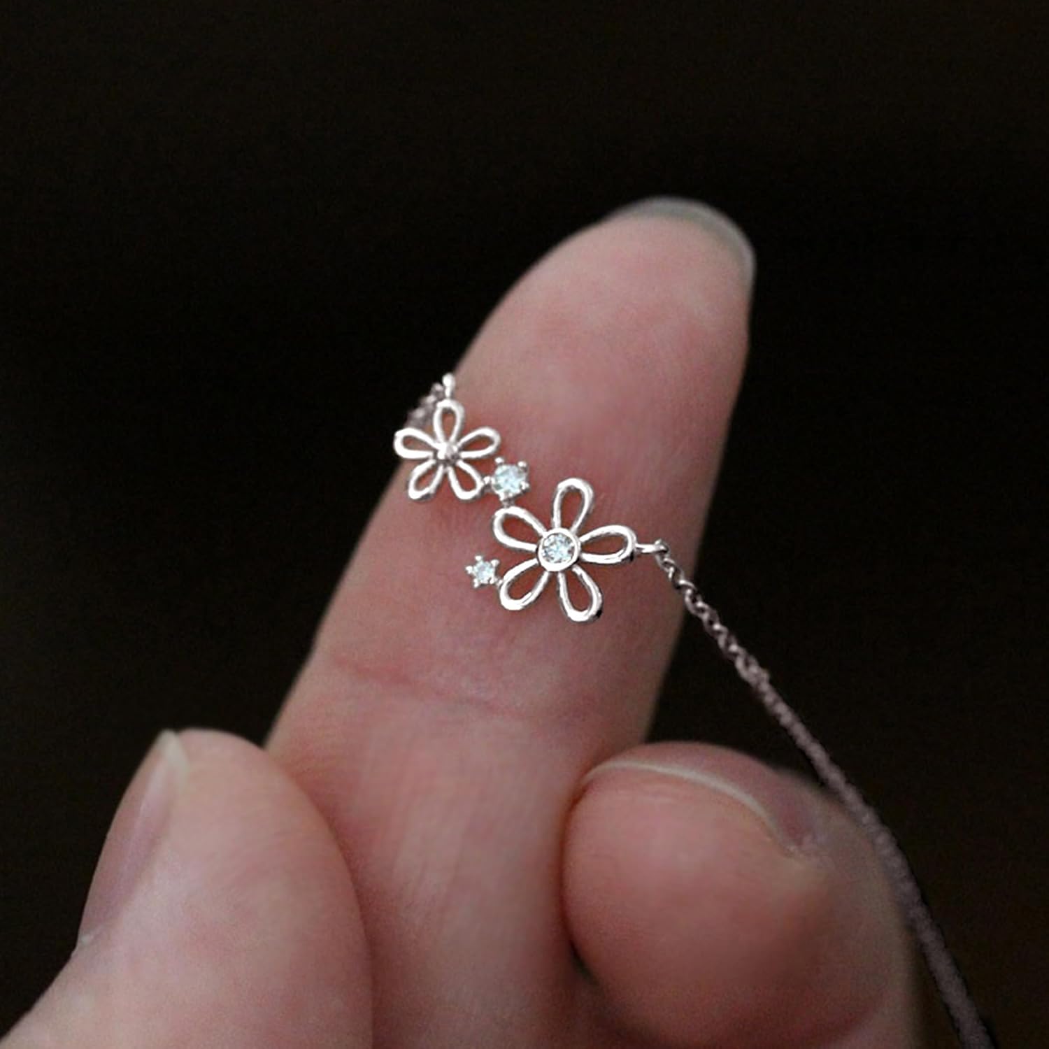 925 Sterling Silver Dainty Snowflake Gold Necklaces for Women 14K Gold Plated Trendy CZ Hollow Flower Pendant Necklace Simple Non Tarnish Adjustable Chain Choker Necklaces to Daughter Mom Birthday Floral Jewelry Valentines Day Gifts - Image 5