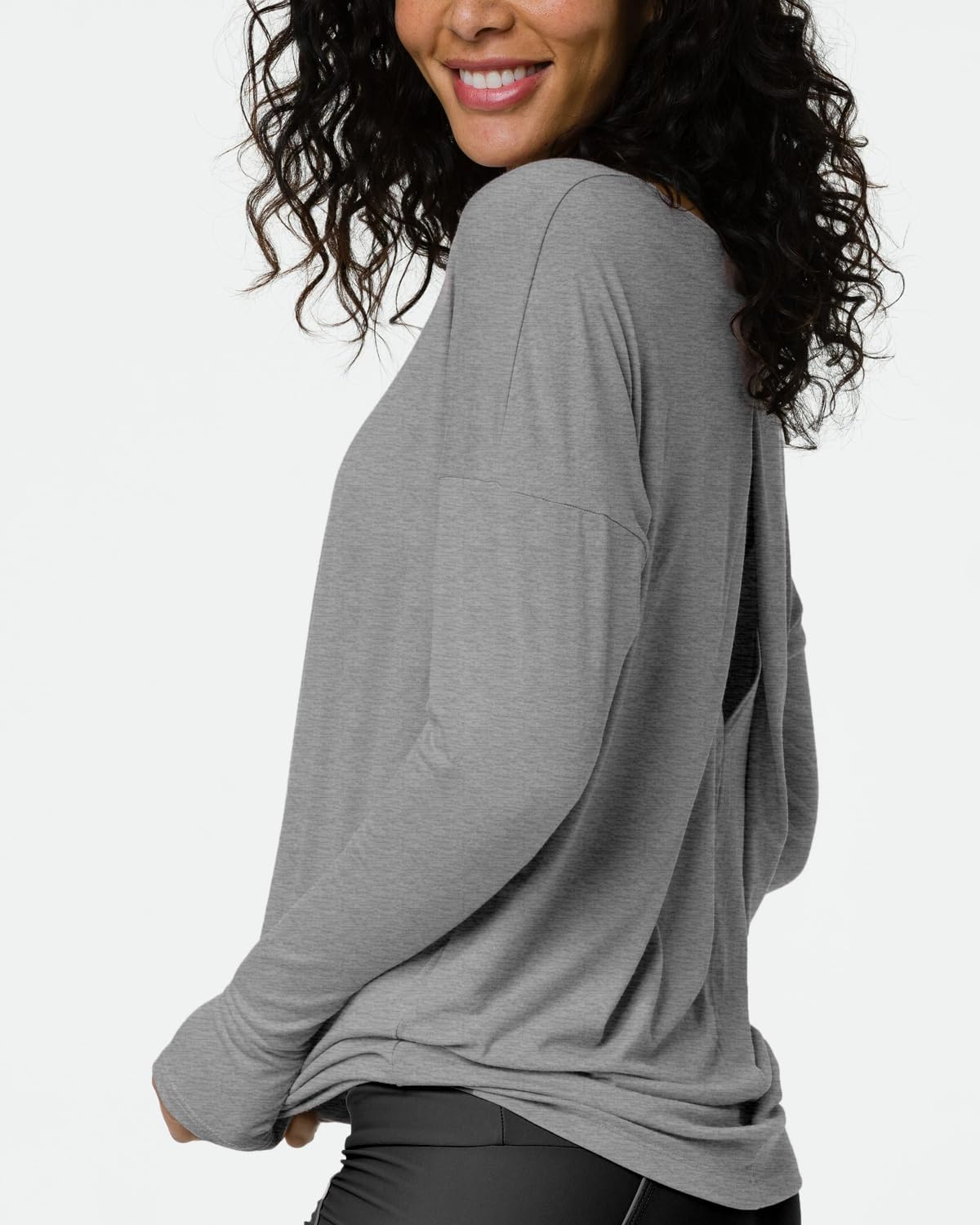 Sanutch Diamond Shape Long Sleeve Open Back Workout Top - Luxury Workout Shirt for Women, Stylish Gym & Yoga Wear - Image 3