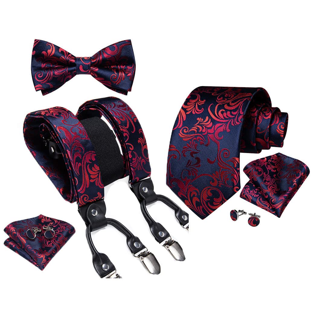 keusyoi Tirantes elásticos ajustables para hombre, camisa, corbata, corbatín, bolsillo, cuadrado, juego de gemelos para hombre