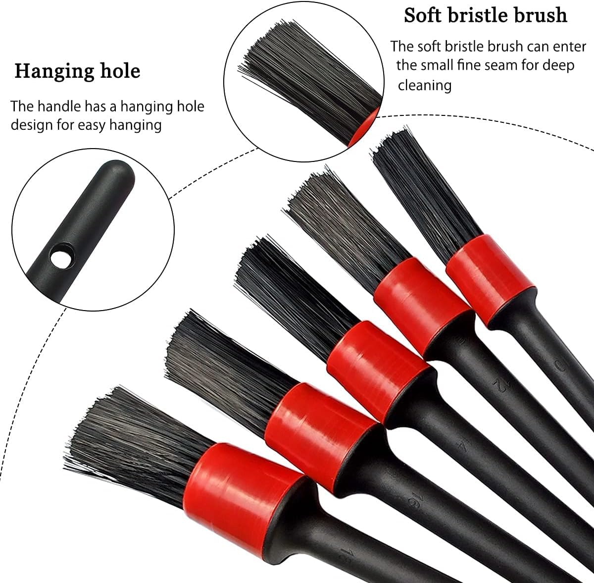 Kyrotech 5 Farklı Boyutta Oto Detay Fırça Seti, Jant ve Lastik Fırçası, Araba Kontrol Paneli, Oto İç Ve Dış Temizlik, Deri, Havalandırma Delikleri, Amblemler, Motorsikletler