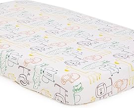 The Mom Store Breathable Printed Elastic Fitted Crib Sheet | for Newborn Baby Mattress | for Baby Boys and Girls | Jungle Tribe, Multi
