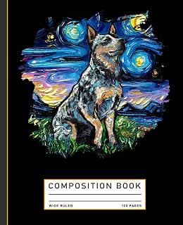 Blue Heeler With Border Starry Night Dog Composition Book