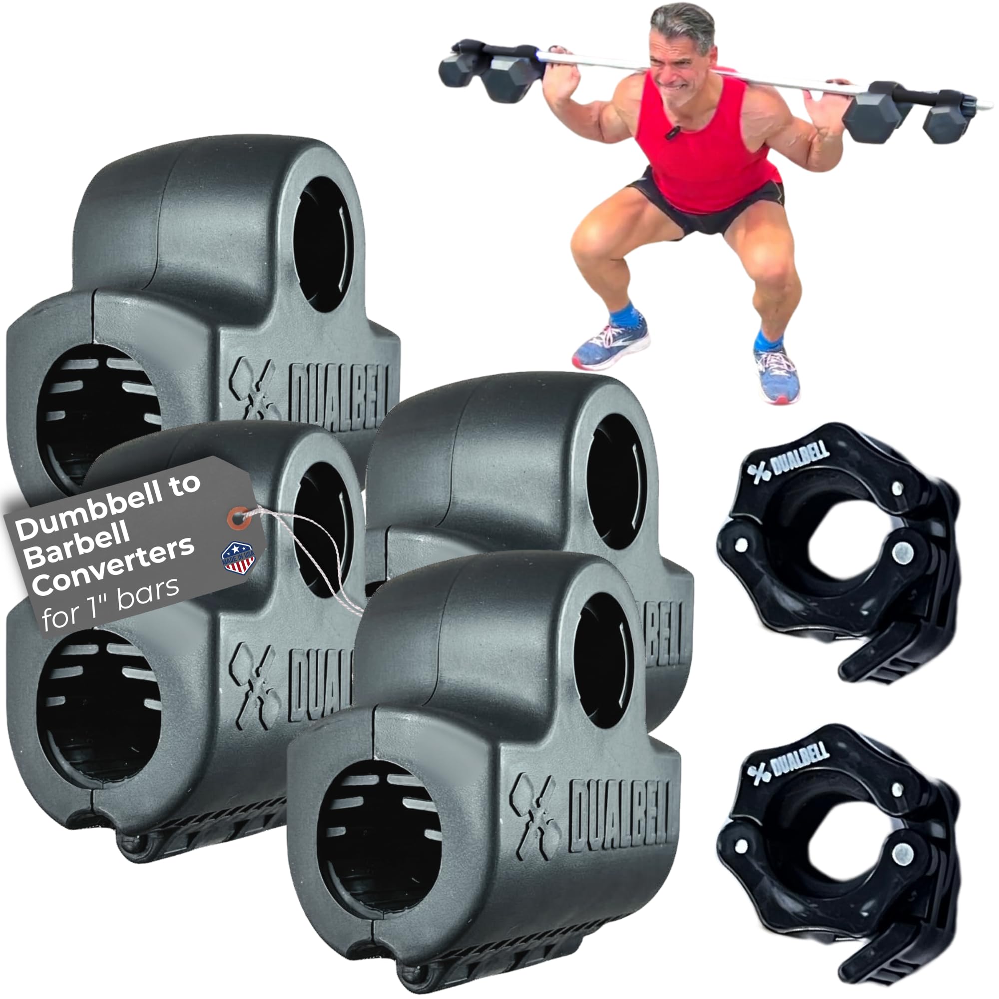 Convertidor de mancuernas para barras de 1 pulgada, adaptadores de mancuernas a barra, soporta hasta 500 libras, convierte mancuernas para uso en barras de 1 pulgada de diámetro