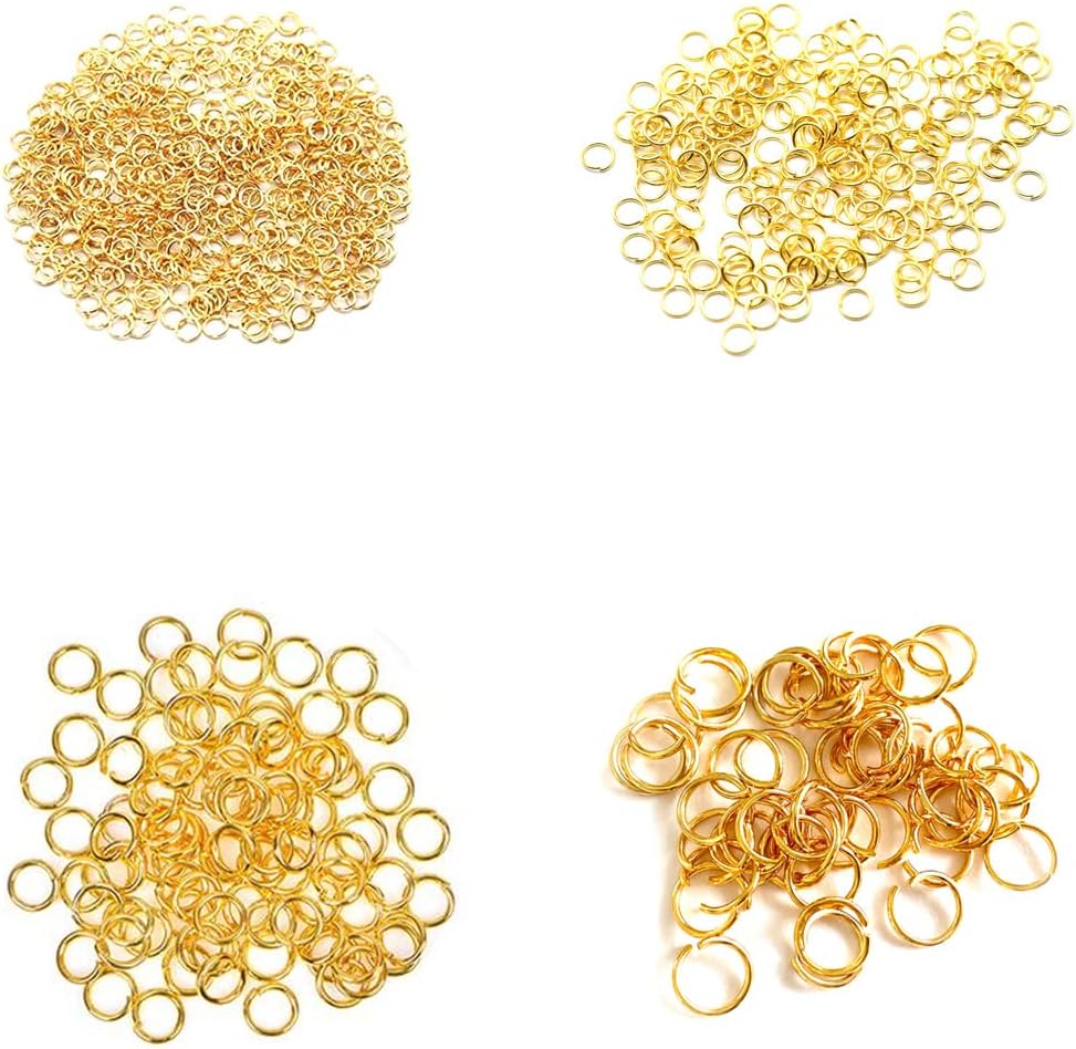 Combo of Jump Rings for Jewelry Making � 500 Pcs Gold Assorted Sizes (3mm, 4mm, 6mm, 8mm) | DIY Craft Supplies for Earrings, Bracelets & Necklaces