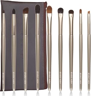 ENZO KEN Natural Goat Hair Eye Shadow Brush Set, Pony Hair Eyeshadow Brush Set, Small Nose Contour Brush, Angled Eyeshadow Brush, Eyeshadow Blending Brushes, Eye Makeup Brushes Professional - E200