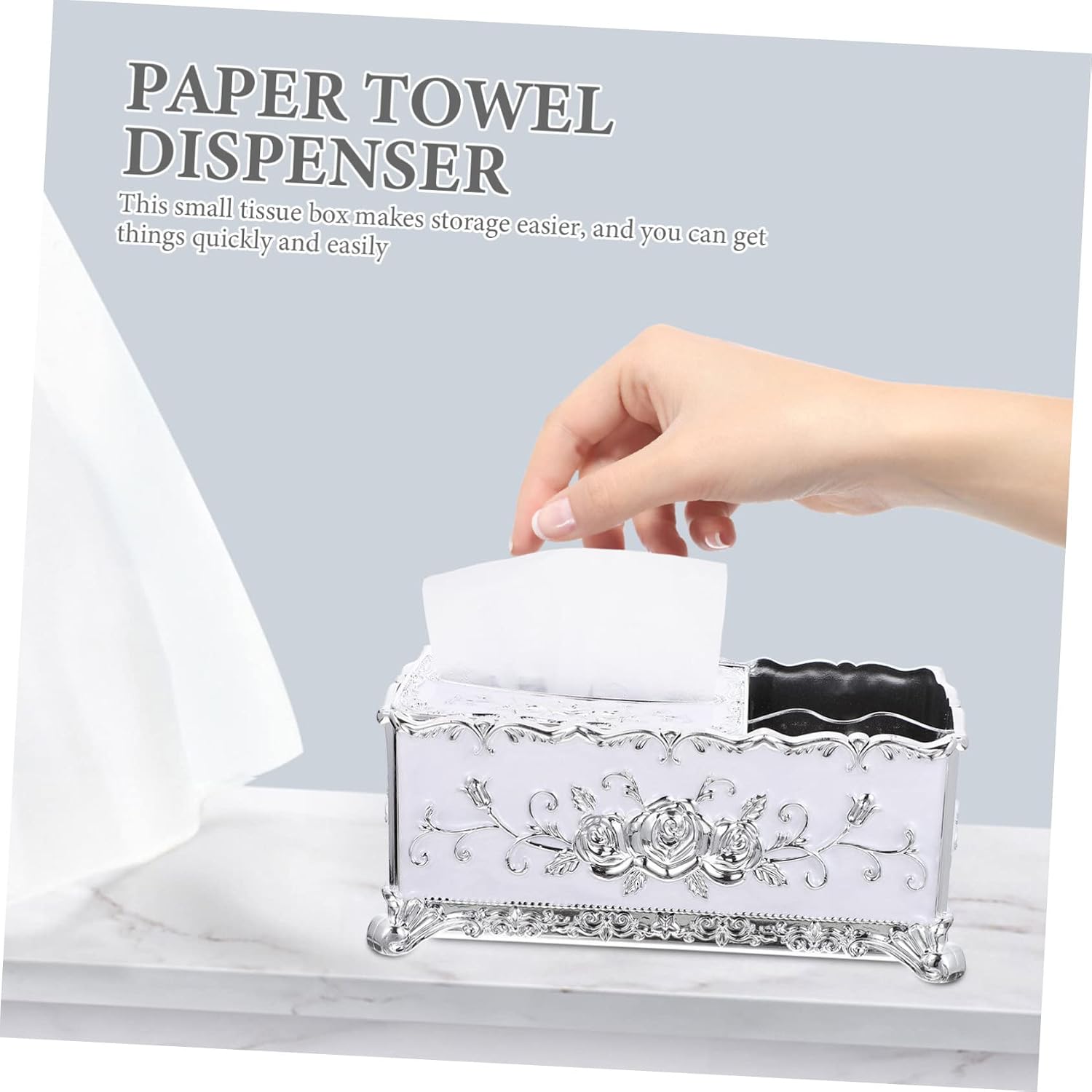European Style Multifunctional Floral Tissue Box Cover Decorative Desktop Storage Case for Home Office Remote Control Organizer Elegant Napkin Holder