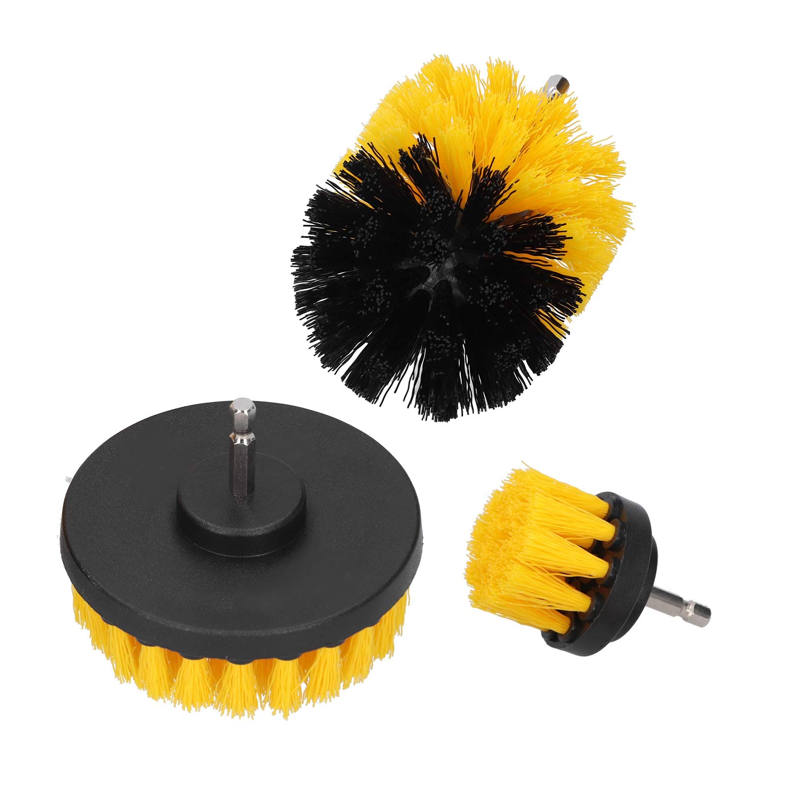 3PCs Drill Brush Set Yellow Nylon Material Household Cleaning Brush Power Scrubber Attachment Floor Tile Bathtubs Cleaning Tool