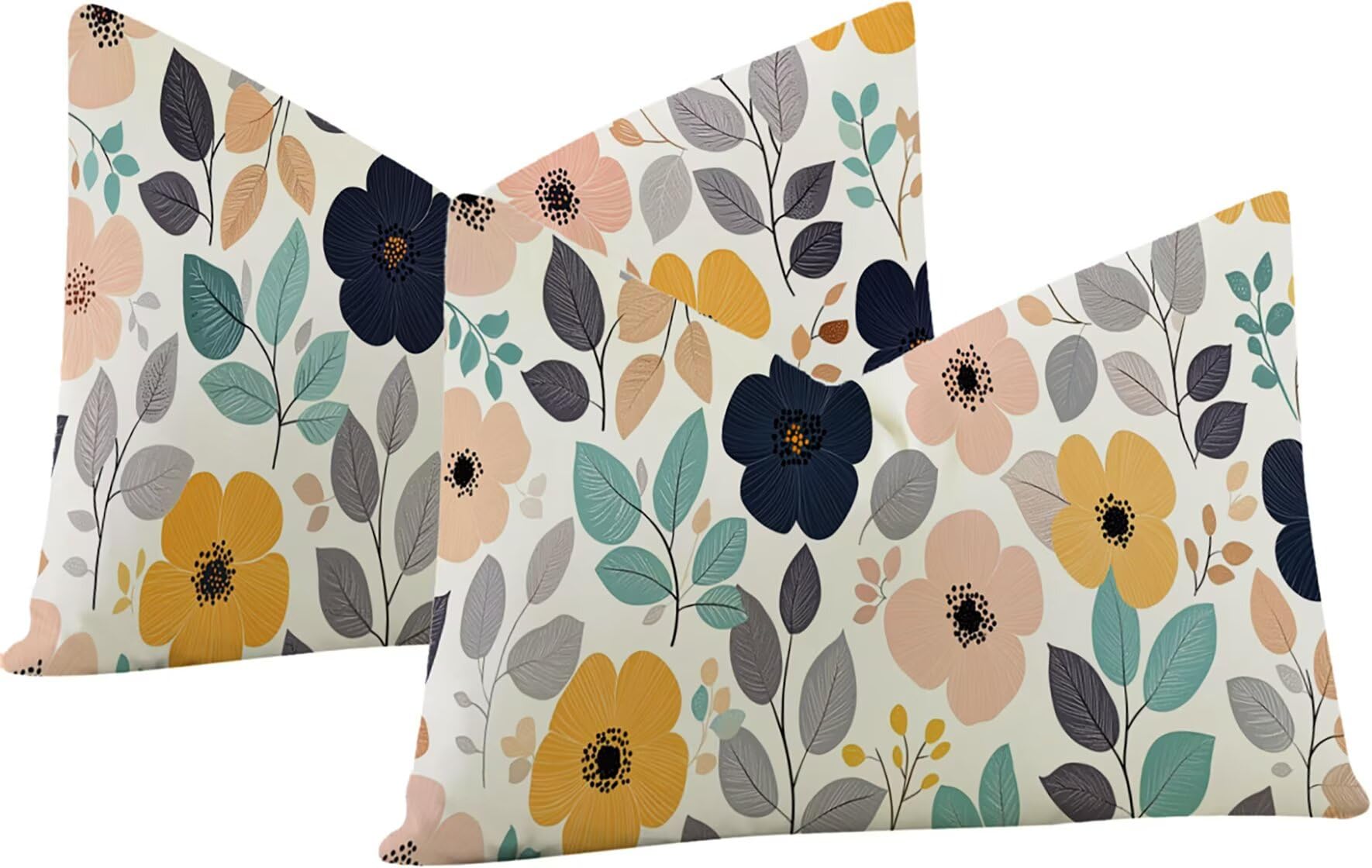 Housse de coussin 50x90cm bleu en velours imprimé double face pour salon