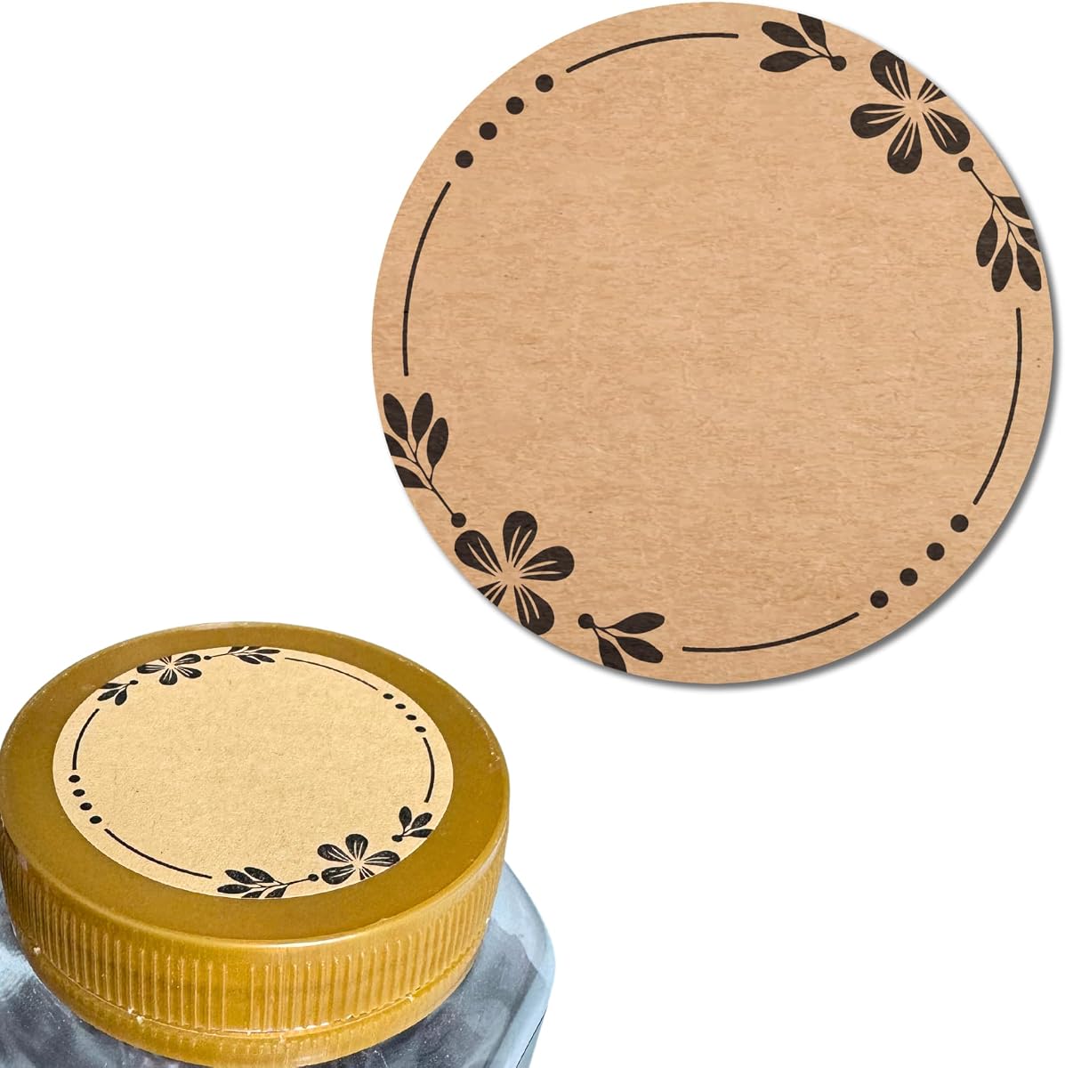 300 Pieces, 2 inch - Canning Labels for Mason Jars Lids | Round Brown Kraft Stickers to Write On