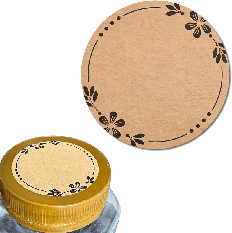 300 Pieces, 2 inch - Canning Labels for Mason Jars Lids | Round Brown Kraft Stickers to Write On