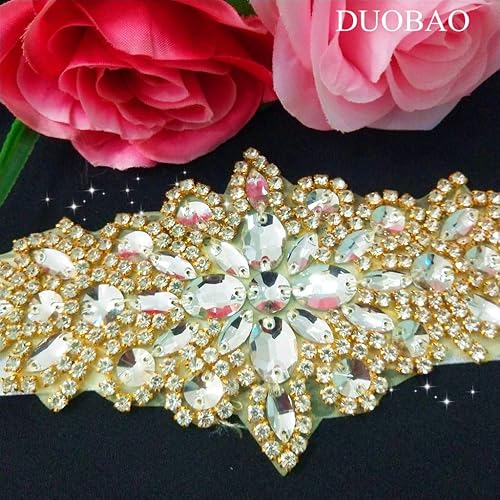 Vista 68 de DUOBAO Rhinestone Pearl Bead Applique Iridescent Rhinestones Appliques for Dresses Vintage Crystal Bridal Sash Wedding Dress Belt