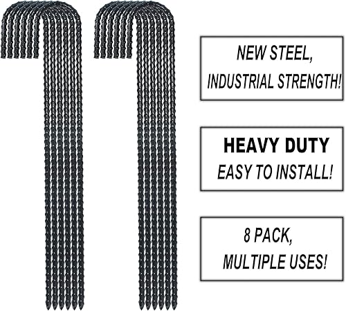 Miniatura 2 de Estacas para barras de refuerzo de tierra de 16 pulgadas, gancho en J extra resistente, a prueba de óxido, anclajes de tierra de acero con extremo