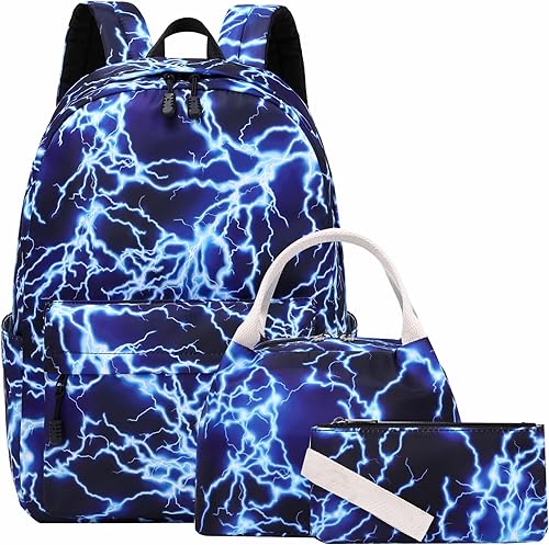 Mochila para niños y adolescentes de primaria, con lonchera, mochilas escolares iluminadoras (azul)