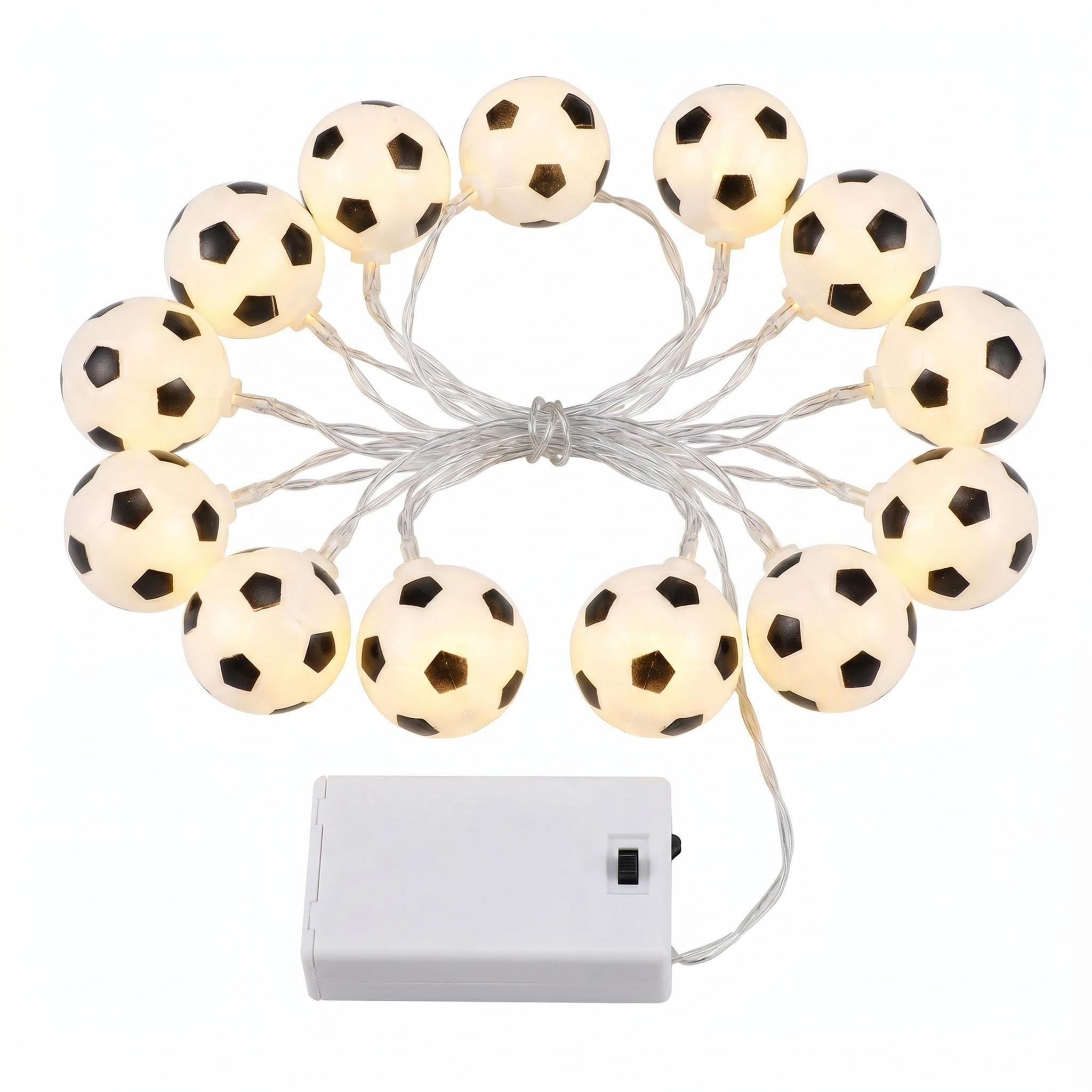 Football Fairy Lights, 3 m 20 LED Fairy Lights, Children's Room, Battery Operated, Warm White Football Fairy Lights for Indoor, Wedding, Theme Party, Christmas, Room, Football Theme Party Boys Bedroom