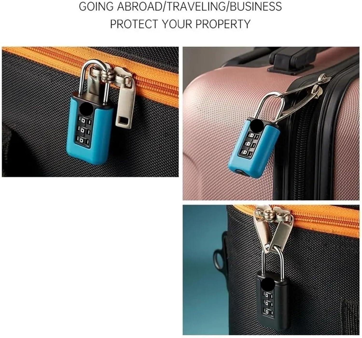 Customs Code Lock for Travel Luggage Password Changeable Lock Contrast Color Design Padlock 1Pcs(Blue)
