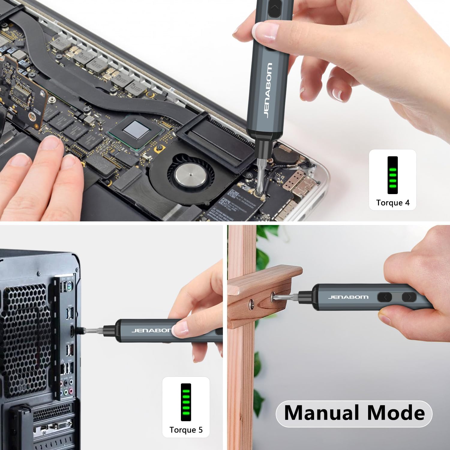 JENABOM 3.7V Electric Screwdriver, Mini Precision Screwdriver Set, 64 Magnetic Bits, Magnetic Storage, Rechargeable,Cordless, Repair Tool Kit for Electronics Phone Camera Laptop Watch