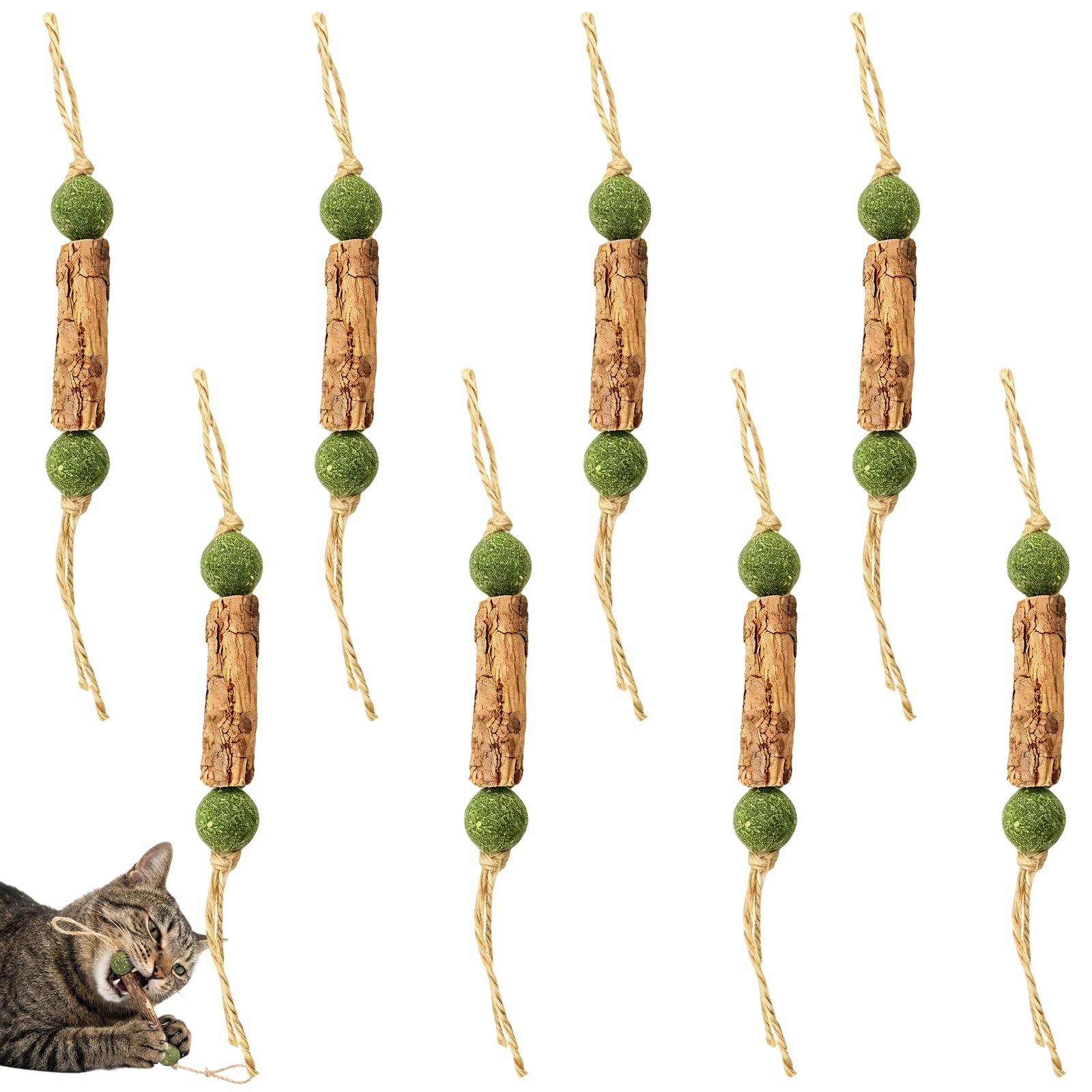 EujRcf 8 PCS Cat Silvervine Chew Sticks, Silvervine Cat Chew Sticks, Wood Chew Sticks for Cats, Interactive Catnip Toys for Kittens and Cats, Stress Relief, Teeth Cleaning and Indoor Playtime Fun