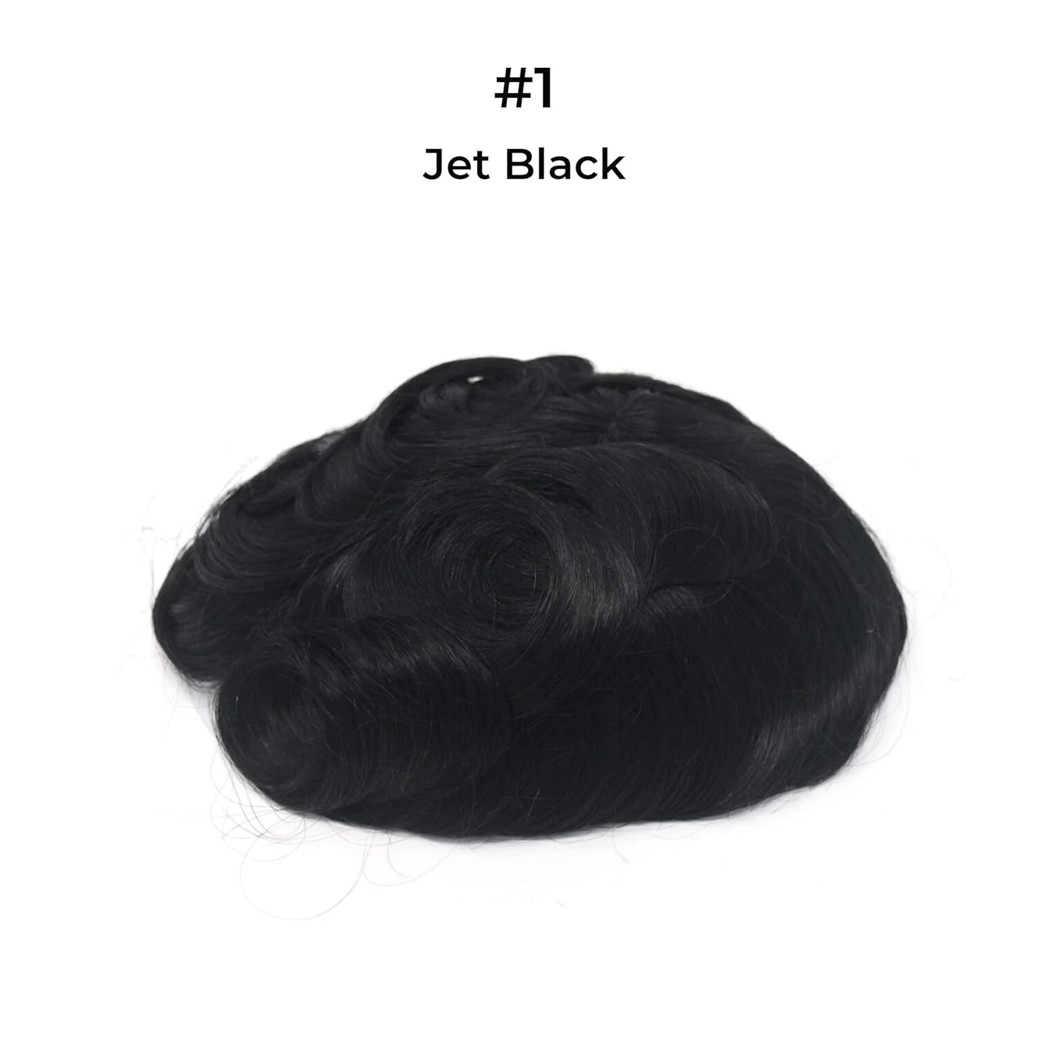 Superhairpieces Men's Toupee NM161V Natural European Texture Indian Remy Hair 0.2mm 8x10 Poly Skin Base, 1/2" Swiss Lace Front, Invisible V-Loop 100% Medium Density Men's Toupee (Jet Black)