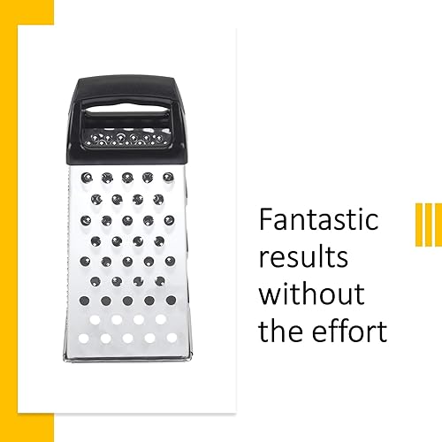 Miniatura 4 de Rallador de caja de acero inoxidable (9 x 4 x 3 pulgadas), afeitadora de mano de 4 caras, rallador y rebanador, ideal para queso parmesano,