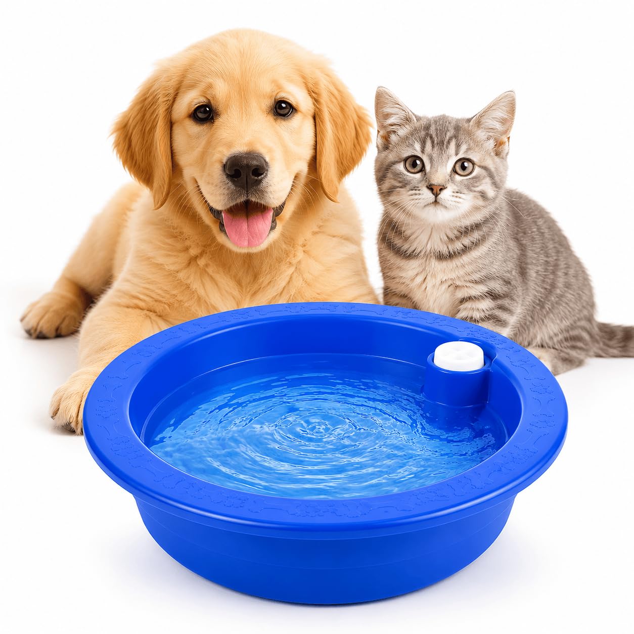 Dog Cat Cooling Bowl, Freeze Activated Hydration Dish for Dogs and Cats, Blue
