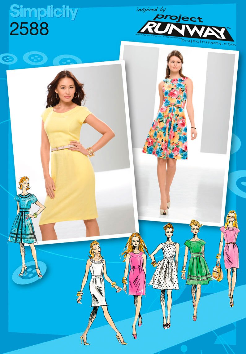 Patron de couture pour robes Simplicity 2588 inspiré par Project Runway tailles 12-20