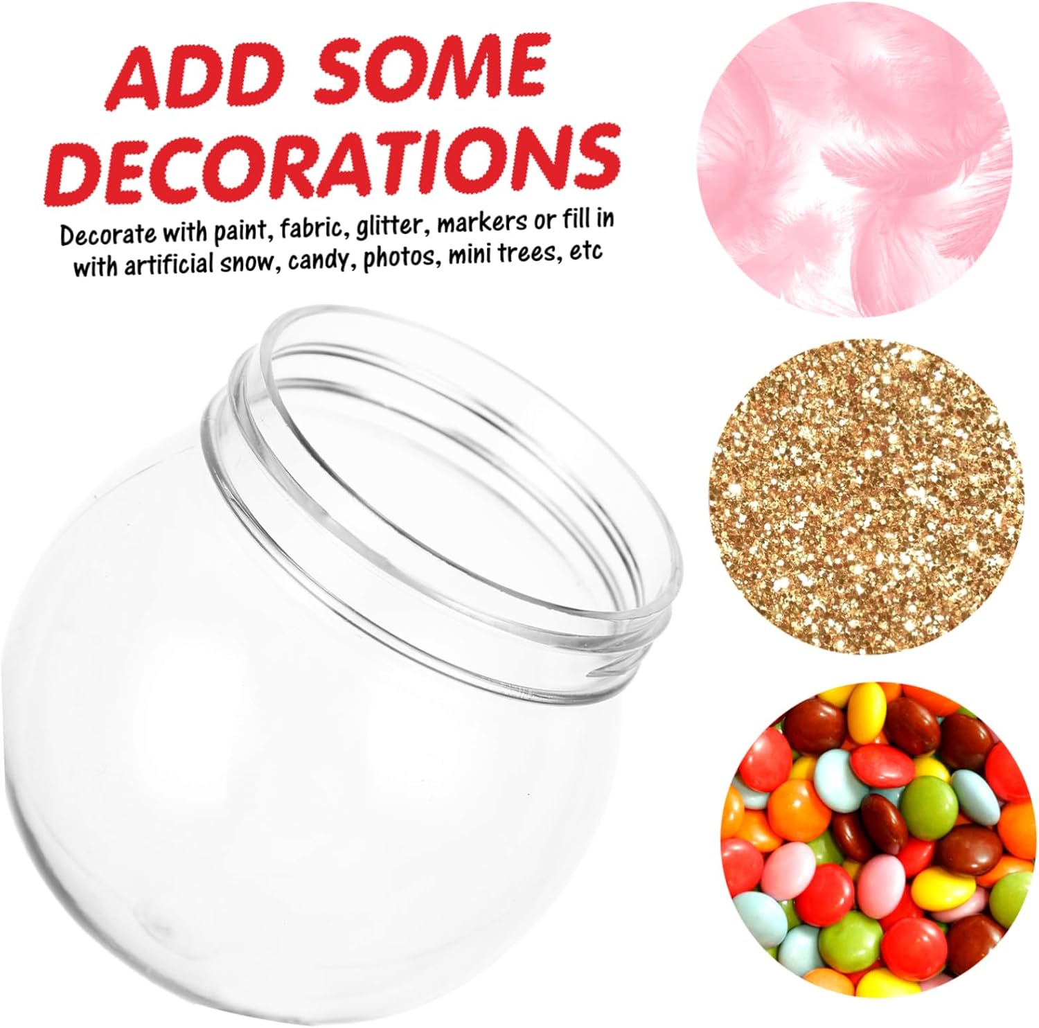 20pcs Snow Globes Screw Caps Reusable Empty Water Globes for Crafting Christmas Decorations and Creative Projects