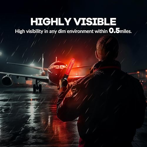 Miniatura 3 de Paquete de 4 varitas recargables de señal de tráfico de 10 pulgadas, bastón de control de tráfico con LED blanco en la parte superior, varita de