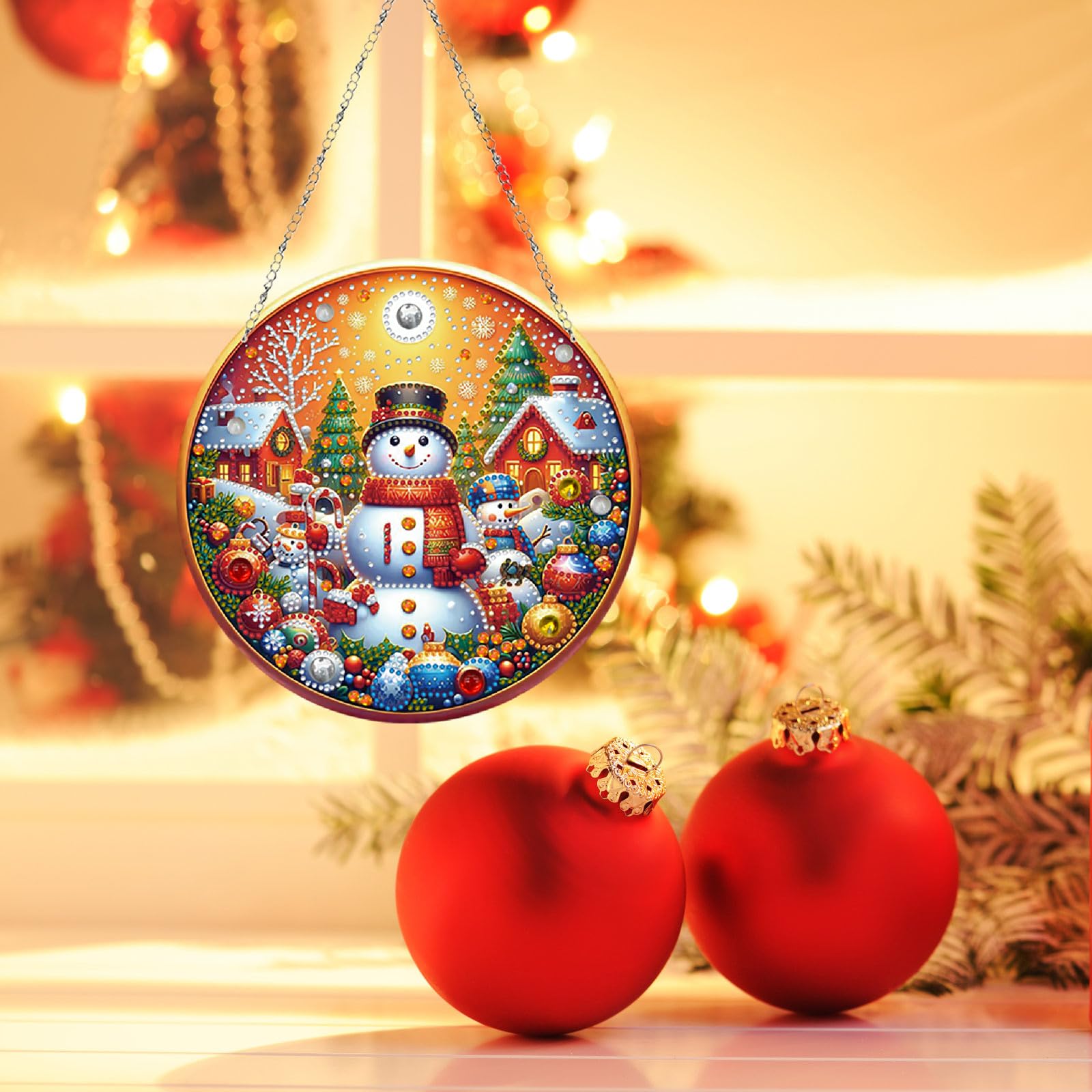 Ecation 24 Pcs Double Sided Christmas Ball Diamond Painting Tree Ornaments Hanging DIY Diamond Ball Keychain Merry Christmas Red Green Tags 5d Hanging Decor For Xmas Home Office Porch Yard - View #5