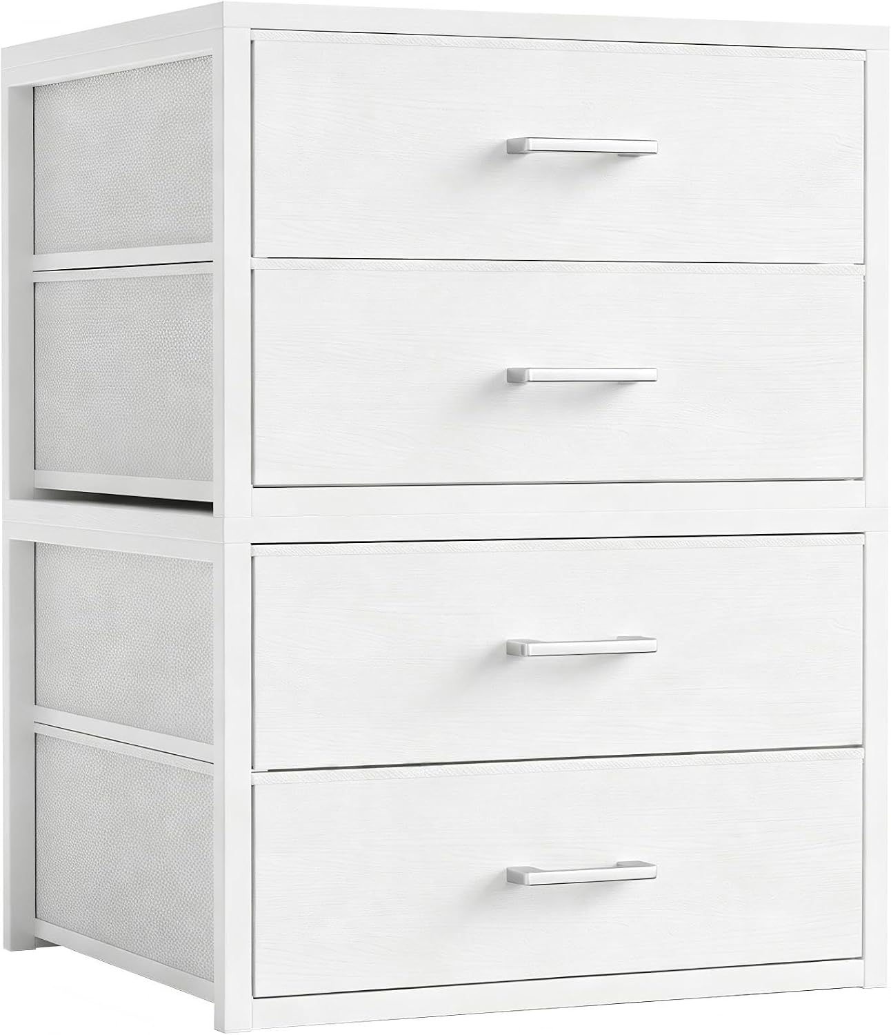 2 Fabric Drawer Closet Storage: White Stackable Dresser, 2 Pack