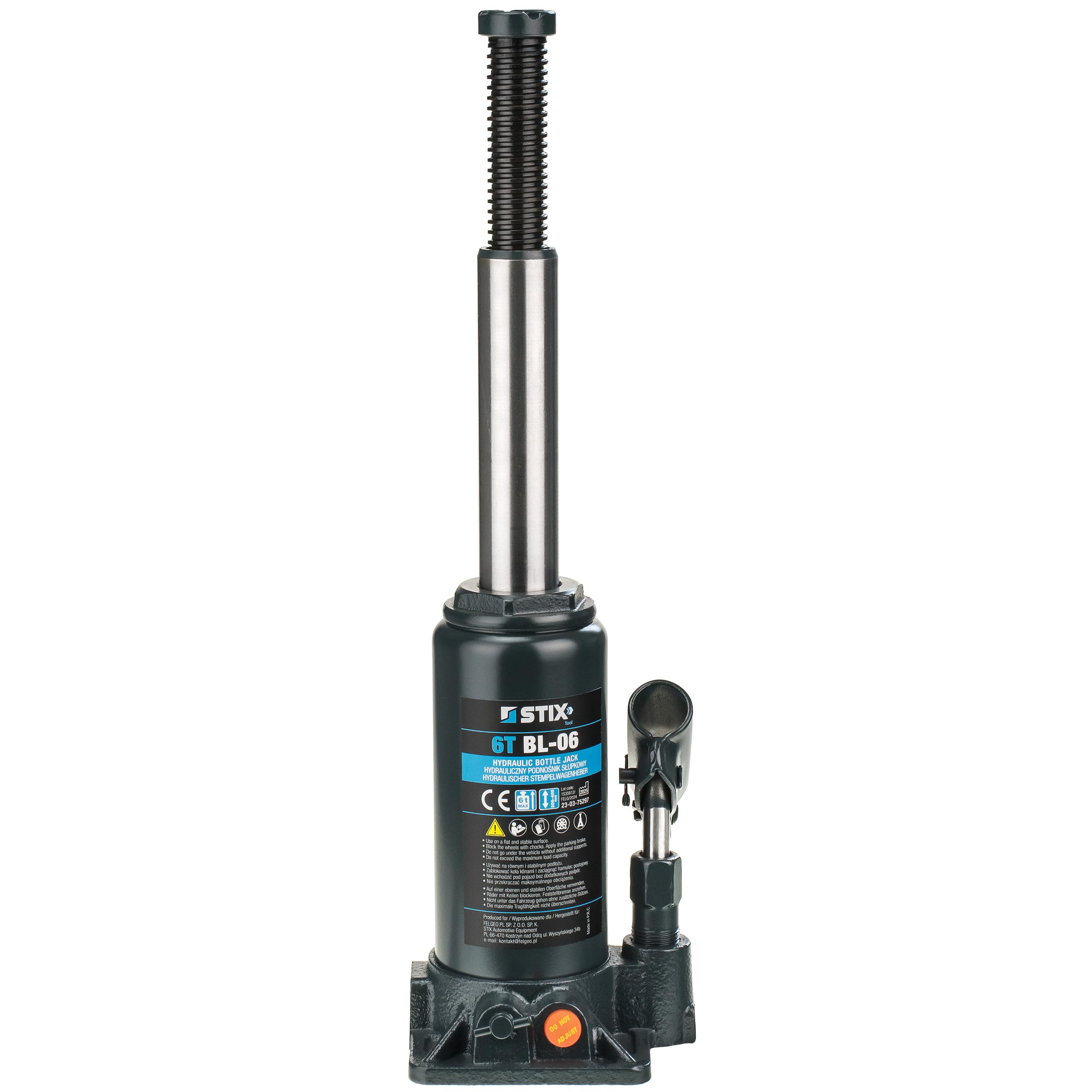 STIX Hydraulischer Flaschen-Wagenheber BL-06, Stempelwagenheber mit 6 Tonnen Tragkraft, 200-405 mm Hubhöhe, Kompakt-Wagenheber