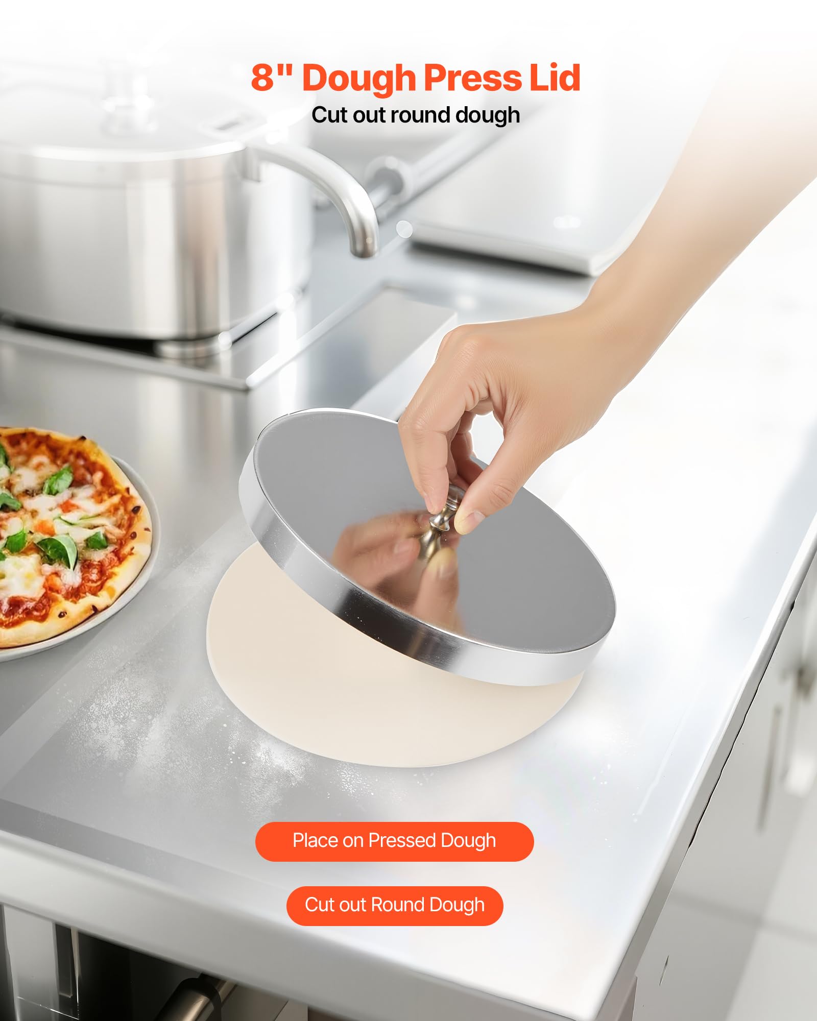 VEVOR Formeuse à pizzas, 7,6 à 35,5 cm, presse à pâte électrique commerciale 370 W, 260 feuilles par heure, laminoir à pâte à pizza automatique en acier inoxydable, épaisseur réglable, avec couvercle