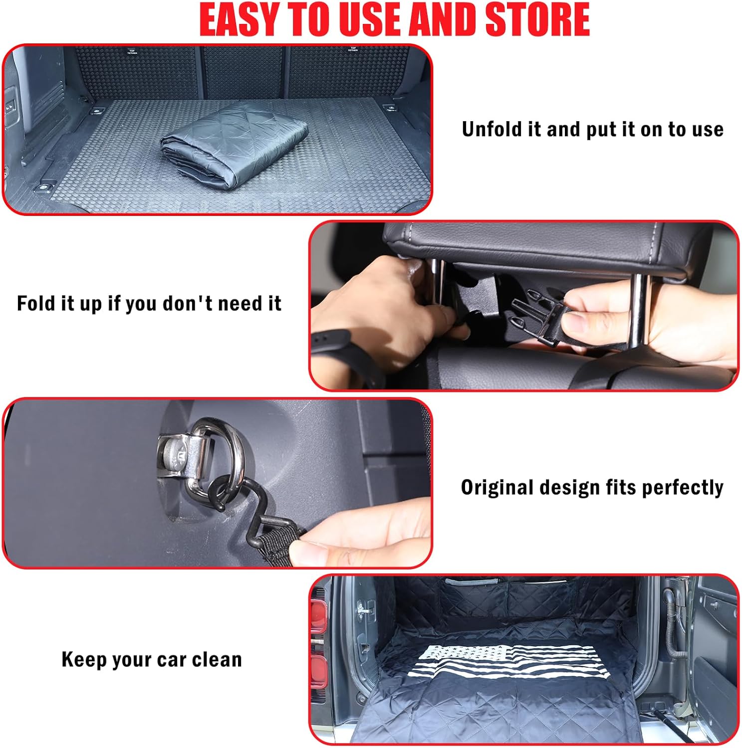 Yinanlutos Trunk Dogs Cargo Liner Compatible with Land Rover Defender 110 2020-2024 Pet Cargo Cover Liner Non-Slip Durable Pet Cover Dogs Seat Mat Car Trunk Protector Accessories (White)