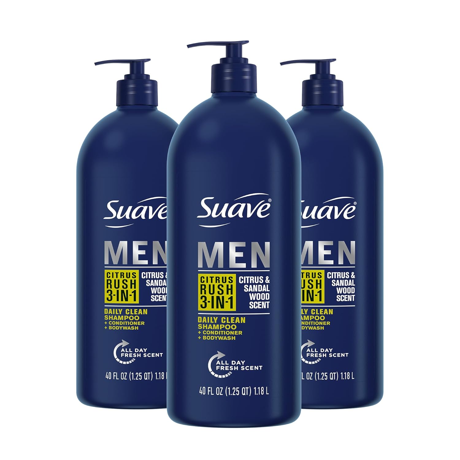 Suave Shampoo Conditioner Bodywash Men 3 in 1 Citrus & Sandal Wood to Cleanse and Nourish Hair and Skin, 40 oz Pack of 3 Suave Shampoo Conditioner Bodywash Men 3 in 1 Citrus & Sandal Wood to Cleanse and Nourish Hair and Skin, 40 oz Pack of 3