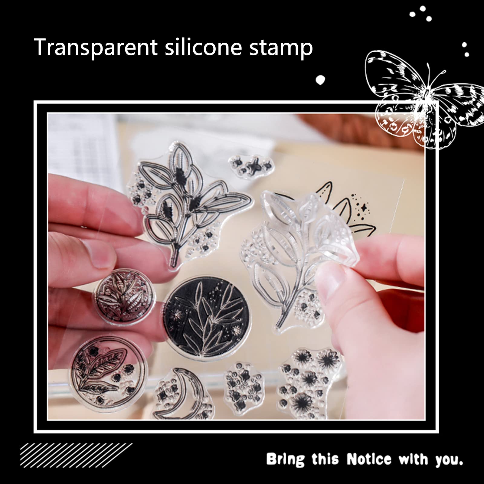 Set Timbri In Silicione Trasparente | 6 Fogli Con Motivi Fiori E Natura | Per Scrapbooking E Biglietti Fai Da Te - Foto 4