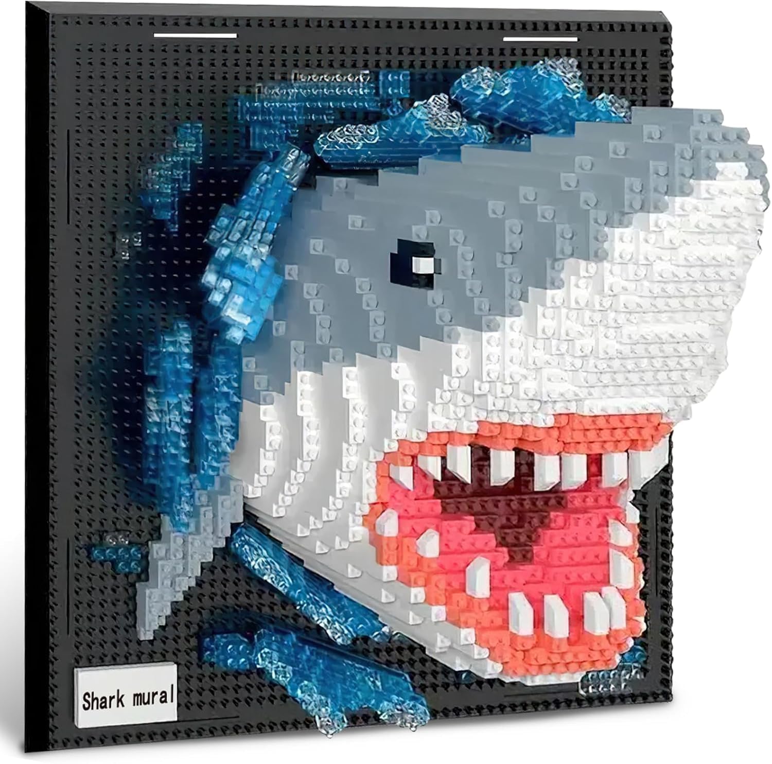 highdar - Juego de decoración de pared en 3D con forma de tiburón, diseño de mini-Blocs de construcción, decoración de pared o mesa única, regalo de cumpleaños creativo para niños y adolescentes (2166