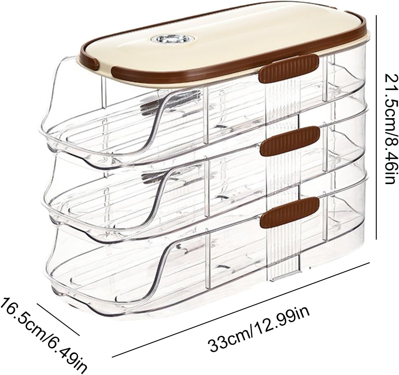 Egg Holder for Fridge, Egg Roller for Refrigerator, 3-Layers Can Timable Auto Rolling Fridge Egg Organizer with Lid and Handle, Egg Dispenser for Refrigerator Countertop Pantry (B)