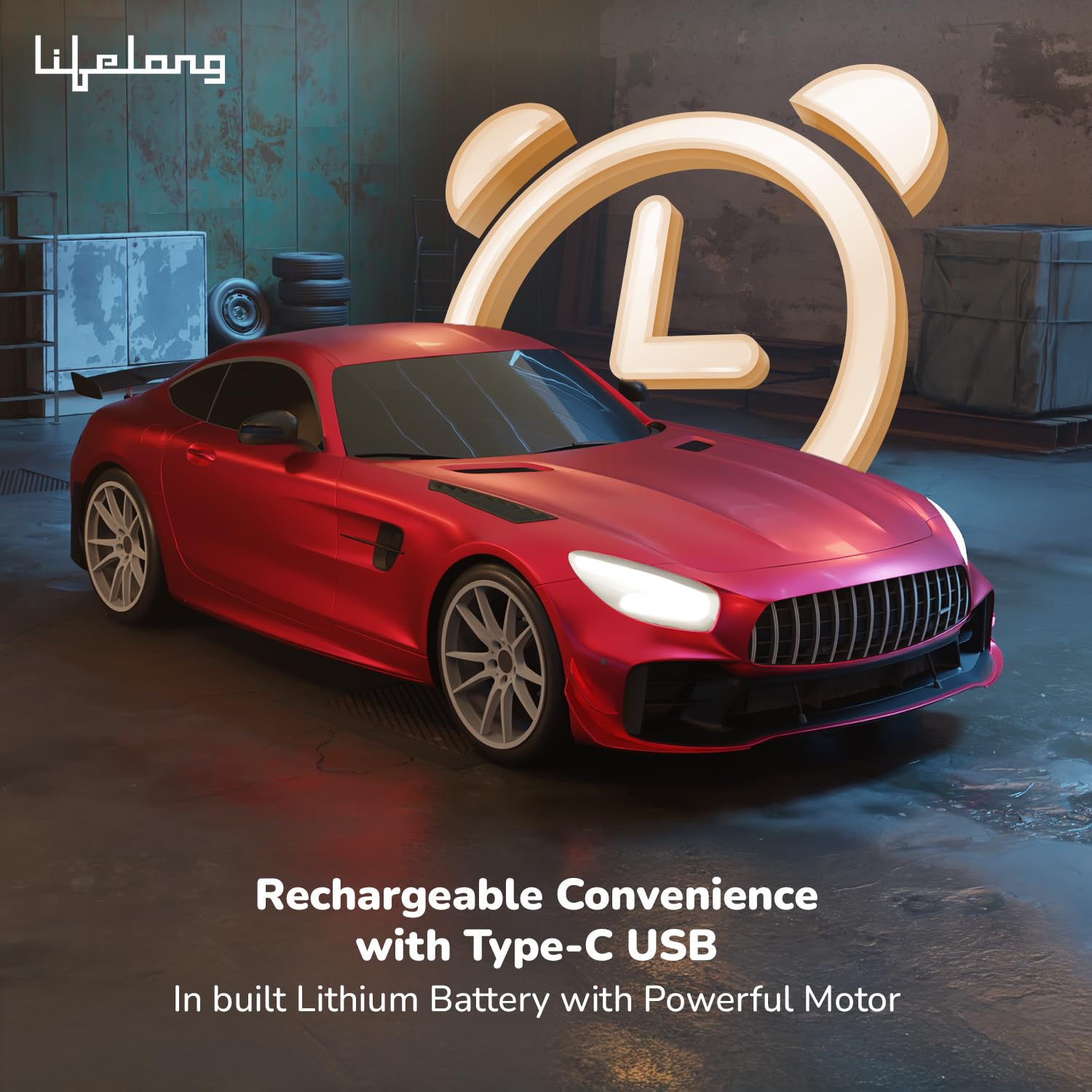 Lifelong Rechargeable Remote Control Car for Kids|2.4GHz, LED Headlights, Upto 120 min Non-Stop Play Time, 125ft Remote Range, Type-C Charging, Anti-Skid Tyres, BIS Certified (LLCRRC01) (Red) — Amazon image 4