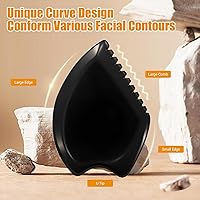 Vista 4 de Gua Sha Herramienta de masaje facial – Masajeador facial y corporal de jade negro para el bienestar, relajación, masaje de cuello, hombros, espalda